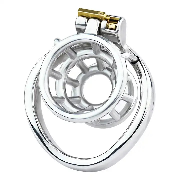 Stainless Steel Chastity Open Cage with Pole Lock with 45 mm