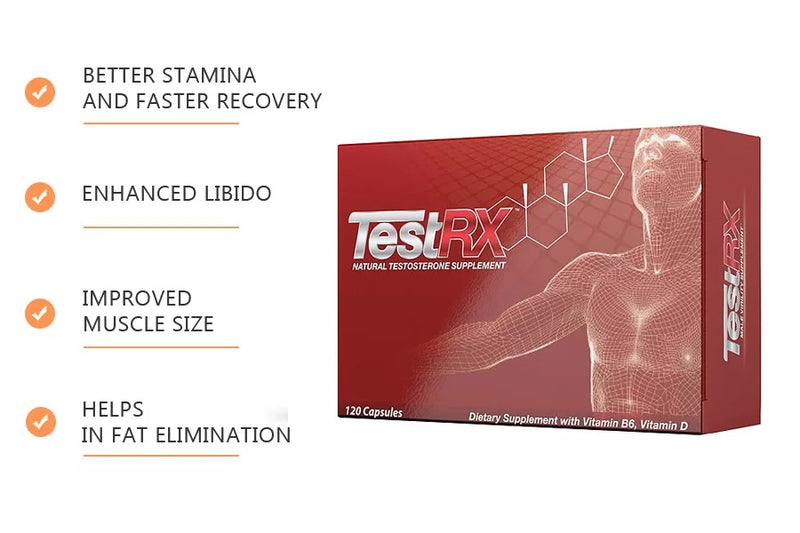 TestRX Natural Testosterone Supplement Anti Aging 120 capsules