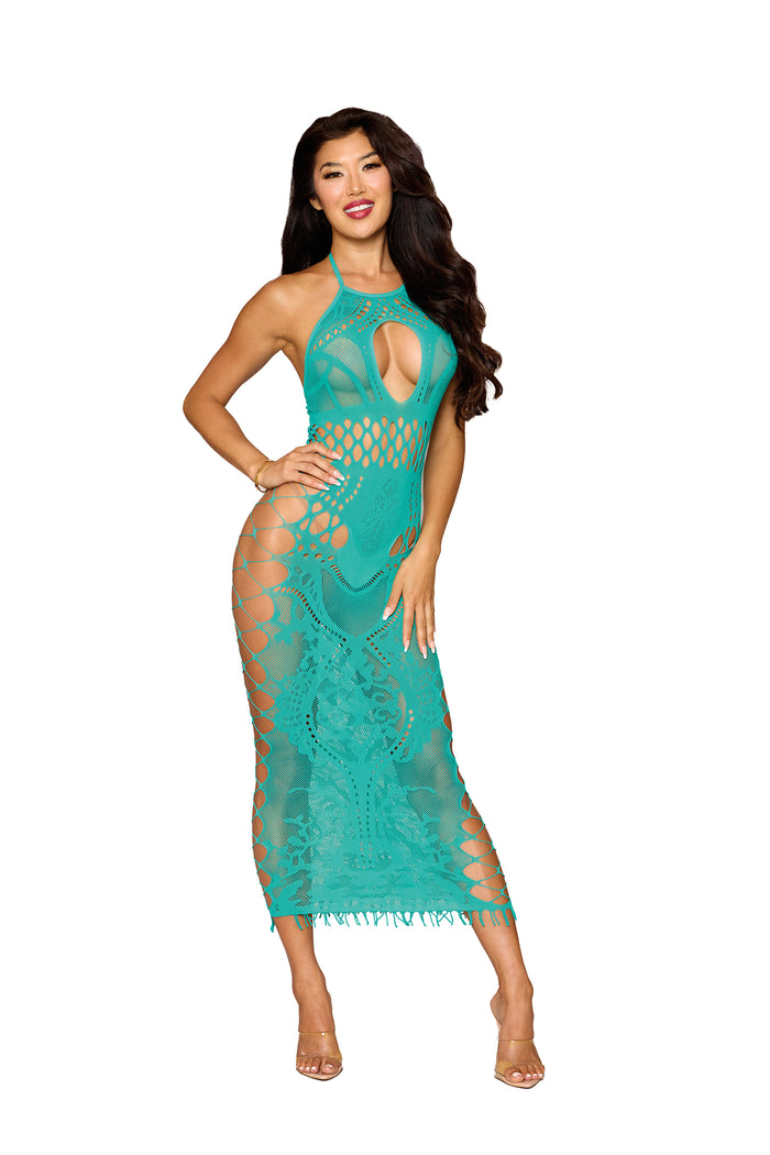 Dreamgirl 0524 Bodystocking Halter Gown Agate