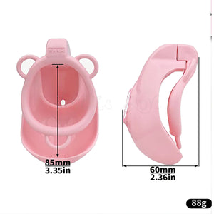 Realistic Vagina Male Chastity Cage with 4-Piece Ring Kit, Pink Jewel Anal Gold Metal Plug and Belt For Him - Chastity Devices Buy Sex Toys in Singapore LoveisLove U4Ria