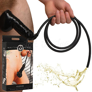 Master Series Guzzler Realistic Penis Sheath with Tube Black For Him - Penis Sheath/Sleeve Buy Sex Toys in Singapore LoveisLove U4Ria