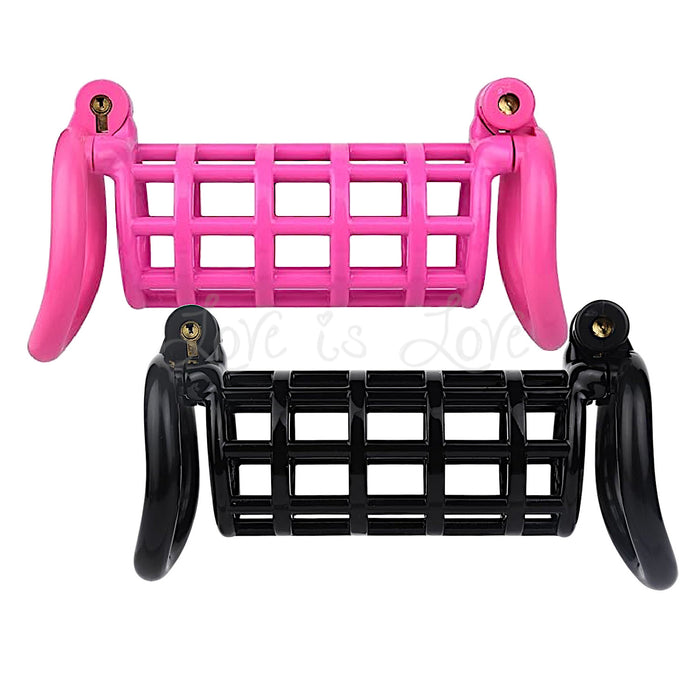 Double-Headed Chastity Cage Double 4-Piece Ring Kit #3257B Black or Pink