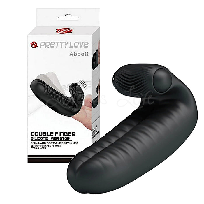 Pretty Love Abbott Double Finger Sleeve Vibrator Black