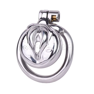 Stainless Steel Realistic Clitoris Chastity Cage with Sexy Lips #3211