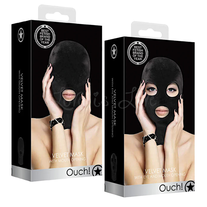 Shots Ouch! Velvet Mask with Mouth Opening - With or Without Eye Openings