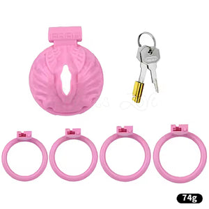 Resin Fishtail Chastity Cage 4-Piece Ring Kit Pink #3220 For Him - Chastity Devices Buy Sex Toys in Singapore LoveisLove U4Ria