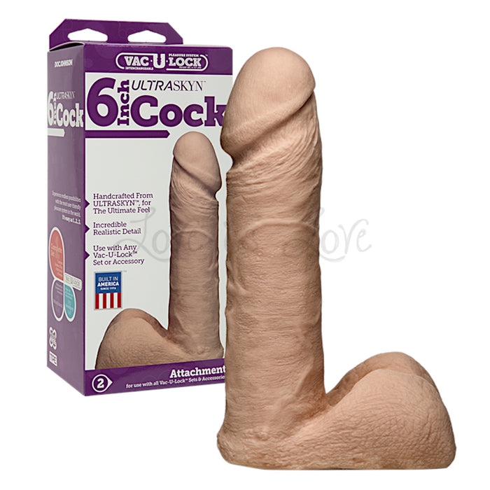 Doc Johnson Vac-U-Lock Ultraskyn Realistic Cock with Ball 6 inch White