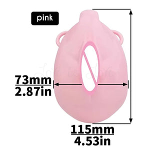 Realistic Vagina Male Chastity Cage with 4-Piece Ring Kit, Pink Jewel Anal Gold Metal Plug and Belt For Him - Chastity Devices Buy Sex Toys in Singapore LoveisLove U4Ria