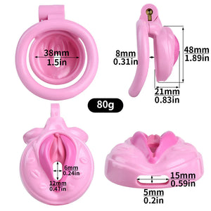 Pink Realistic Clitoris Chastity Cage with Flames Sexy Lips #212 Buy in Singapore LoveisLove U4Ria