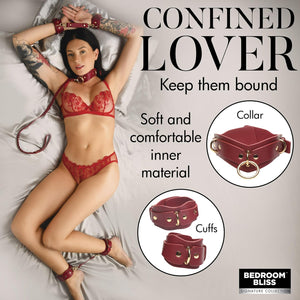 Bedroom Bliss Lover's Restraints Set Black or Red Bondage - Bedroom Bondage Kits