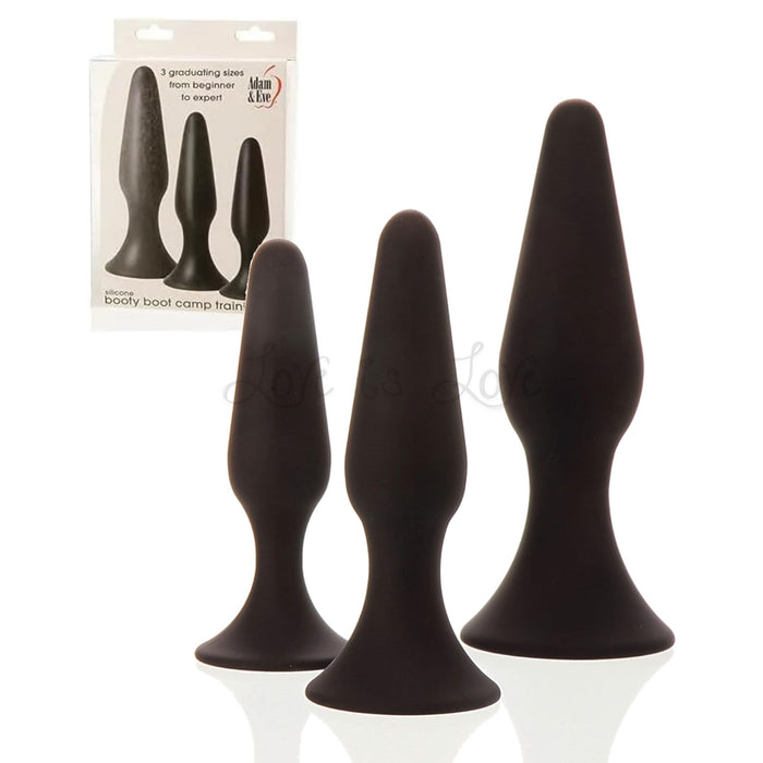 Adam & Eve Booty Boot Camp 3 Silicone Suction Cup Plug Training Kit