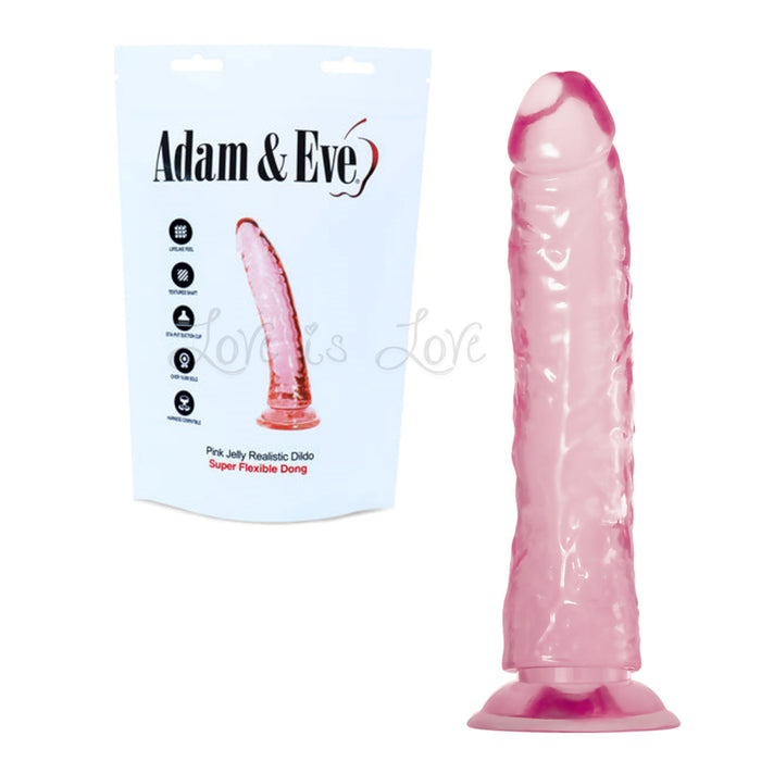 Adam & Eve Pink Jelly Realistic Dildo 8.25 Inch (Bag Packaging)