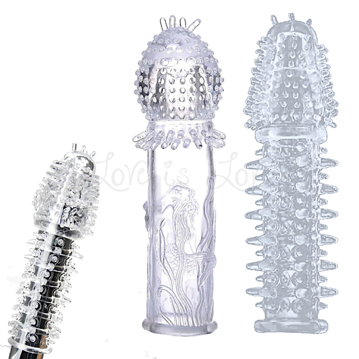 Transparent Penis Nubby Textured Extension Sleeve