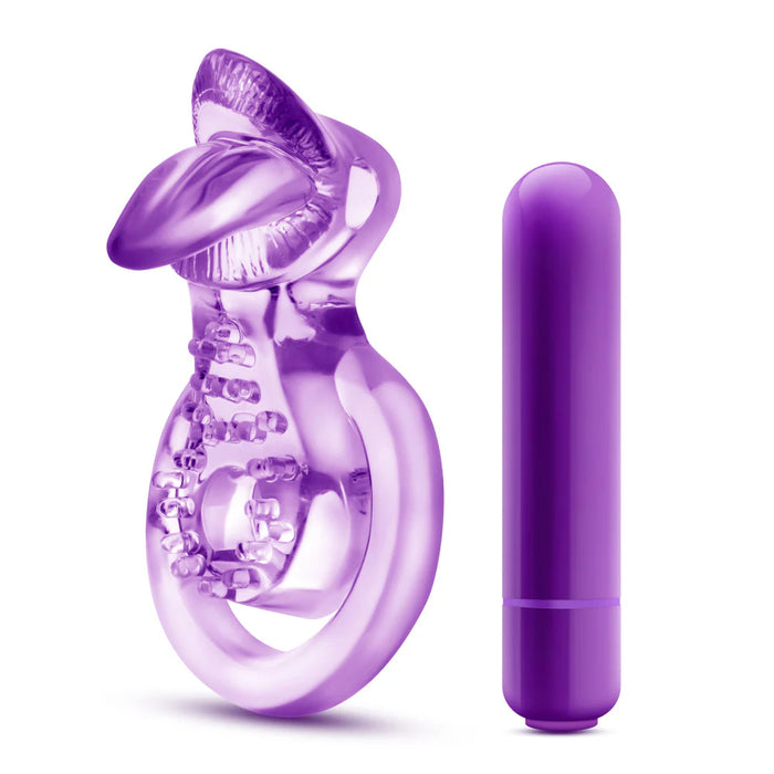 Blush Play With Me Lick It Vibrating Double Strap Cock Ring Purple