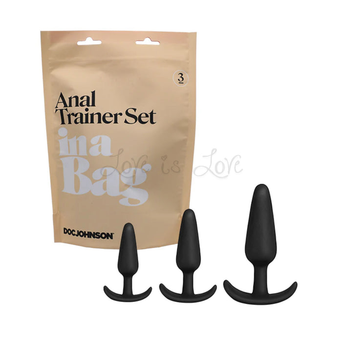 Doc Johnson In A Bag Anal Trainer 3-Piece Set Silicone Black