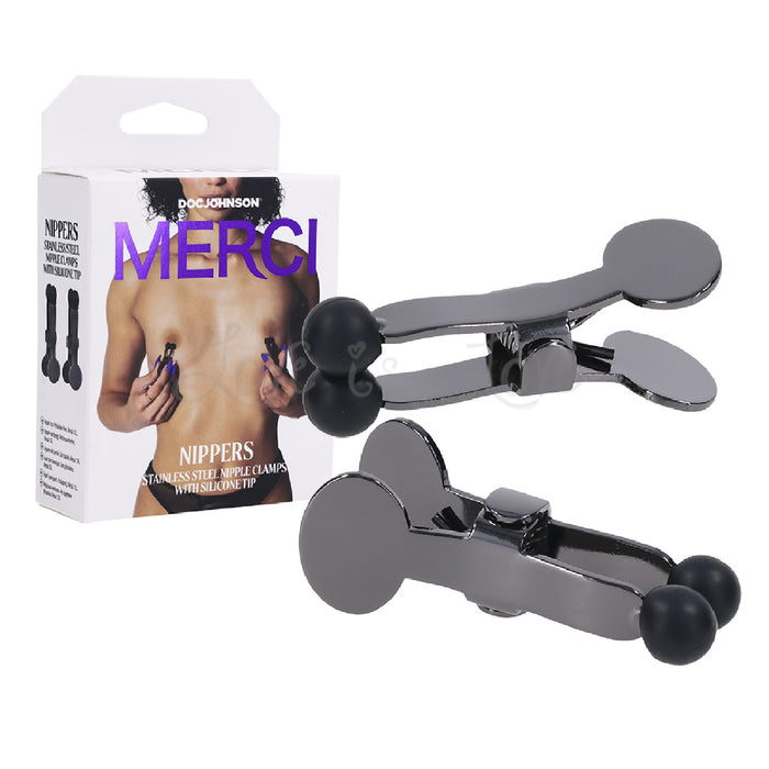 Doc Johnson Merci Nippers Stainless Steel Nipple Clamps with Silicone Tip