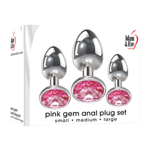 Adam & Eve Pink Gem Anal Plug S or M or L or Set of 3