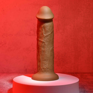 Evolved Girthy Rechargeable Vibrating Realistic Silicone Dildo Light or Dark, 6" Or 7"