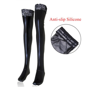 Faux Leather Stockings With Anti-slip Lace Trim Small or Medium Buy in Singapore LoveisLove U4Ria