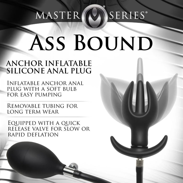 Master Series Ass Bound Anchor Inflatable Silicone Anal Plug Black