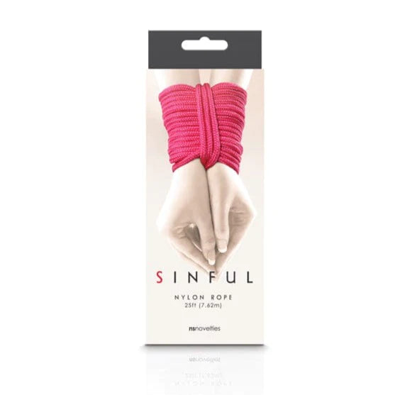 NS Novelties Sinful Nylon Rope 25 Feet 7.6m Pink