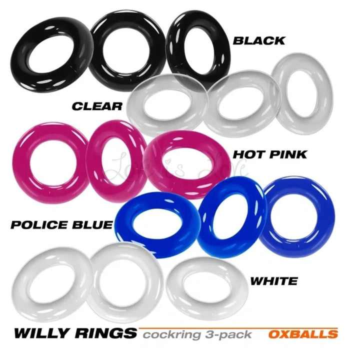 Oxballs Willy Ring Cockring 3-pack Black or Clear