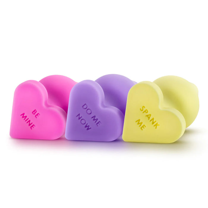 Play with Me Naughty Candy Hearts Anal Plug 'Be Mine' Pink or Do Me Now Purple