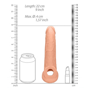 Shots RealRock Realistic Penis Sleeve 9"/23cm Extender And Ball Stretcher