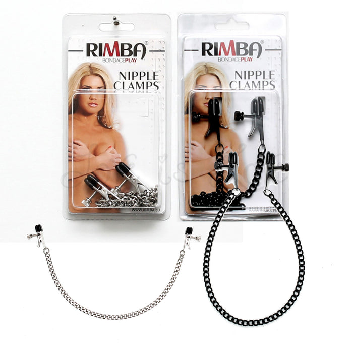 Rimba Metal Adjustable Nipple Clamps with Chain Black or Silver RIM 8169/7702 (Best Quality)