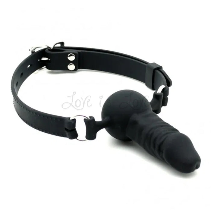 Rimba Silicone Mouth Gag with Penis 40 mm Black ( Last Piece)