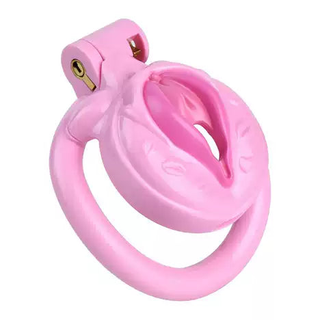 Pink Realistic Clitoris Chastity Cage with Flames Sexy Lips #212