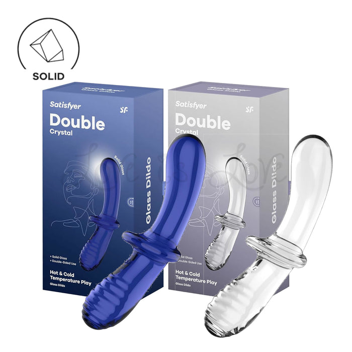Satisfyer Double Crystal Glass Dildo Light Blue or Clear (Authorized Dealer)