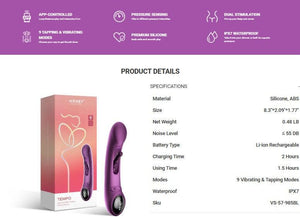 Honey Play Box Tempo Pressure Sensing App-Controlled Tapping G-Spot Vibrator Vibrators - G-Spot Vibrators Buy in Singapore LoveisLove U4Ria