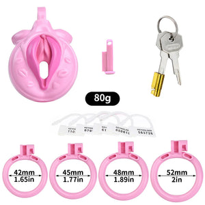 Pink Realistic Clitoris Chastity Cage with Flames Sexy Lips #212 Buy in Singapore LoveisLove U4Ria