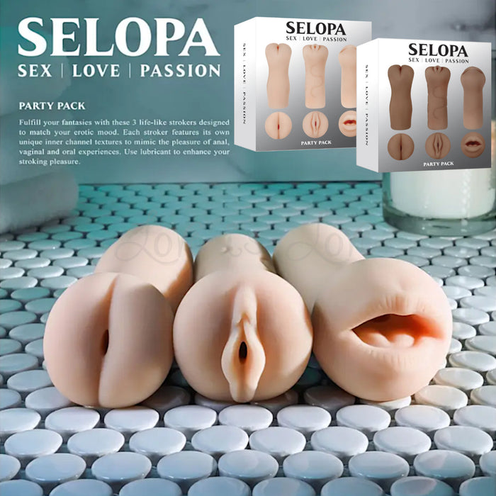 Selopa Party Pack 3-Piece Stroker Pack Pussy & Butt & Mouth