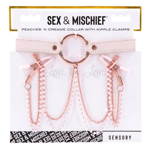Sex & Mischief Peaches 'n CreaMe Collar with Nipple Clamps Buy in Singapore LoveisLove U4Ria 
