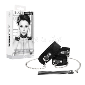 Shots Ouch! Black & White Adjustable Velcro Collar With Leash & Wrist Cuffs Black Buy in Singapore LoveisLove U4Ria 