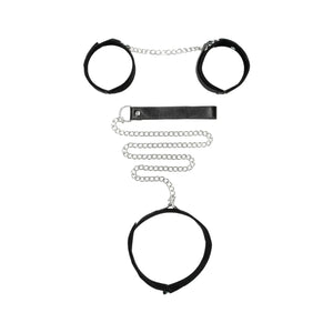 Shots Ouch! Black & White Adjustable Velcro Collar With Leash & Wrist Cuffs Black Buy in Singapore LoveisLove U4Ria 