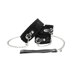 Shots Ouch! Black & White Adjustable Velcro Collar With Leash & Wrist Cuffs Black Buy in Singapore LoveisLove U4Ria 