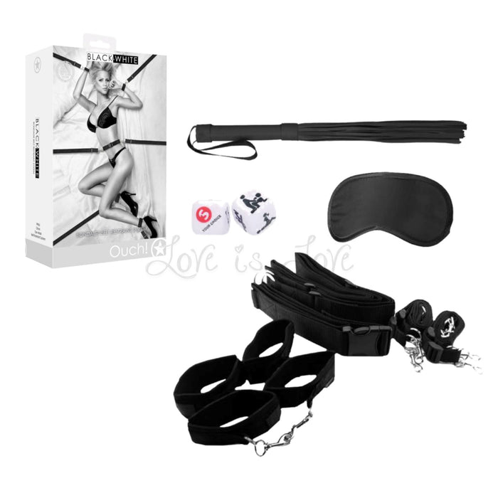 Shots Ouch! Black & White Bondage Belt Restraint System