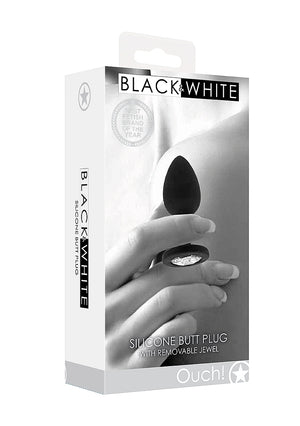 Shots Ouch! Black & White Silicone Butt Plug with Removable Jewel Anal - Tail & Jewelled Butt Plugs Buy Sex Toys in Singapore LoveisLove U4Ria