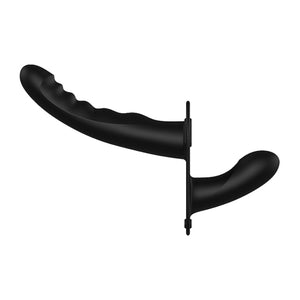 Shots Ouch! Dual Vibrating Silicone Ribbed Strap-On Adjustable Black Buy in Singapore LoveisLove U4Ria 