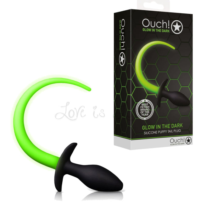 Shots Ouch! Glow in the Dark Silicone Puppy Tail Plug