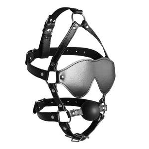 Shots Ouch! Xtreme Blindfolded Head Harness with Solid Ball Gag Black Buy in Singapore LoveisLove U4Ria 