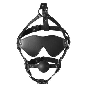 Shots Ouch! Xtreme Blindfolded Head Harness with Solid Ball Gag Black Buy in Singapore LoveisLove U4Ria 