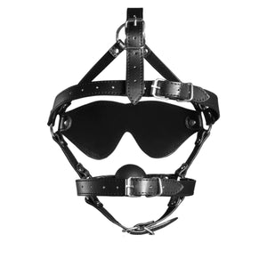 Shots Ouch! Xtreme Blindfolded Head Harness with Solid Ball Gag Black Buy in Singapore LoveisLove U4Ria 