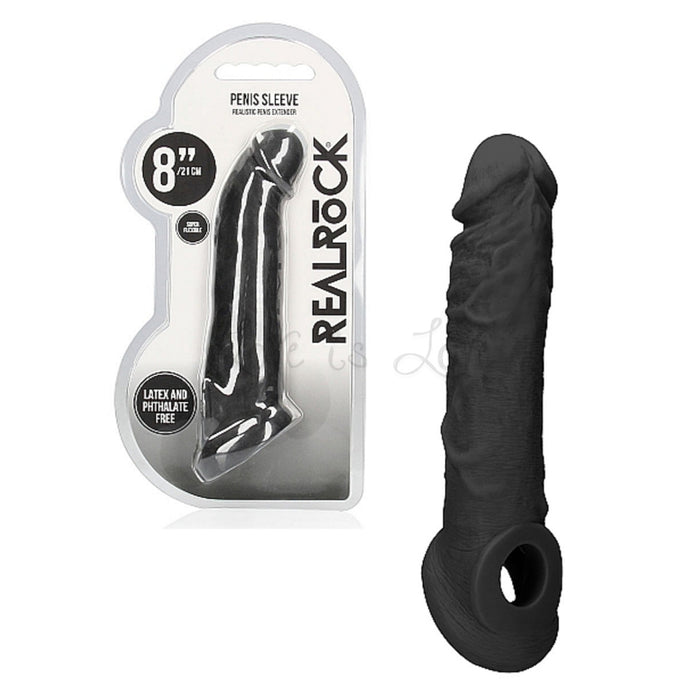 Shots RealRock Realistic Penis Sleeve 8"/20cm Extender And Ball Stretcher