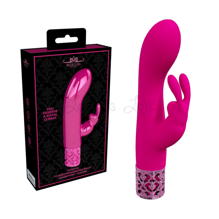 Shots Royal Gems Royal Rabbit Silicone Rechargeable Vibrator Pink