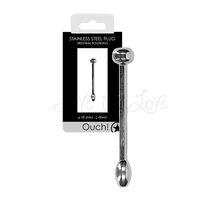 Shots Ouch! Urethral Sounding Stainless Steel Plug 49 mm with 6 mm Tip