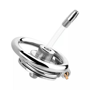 Stainless Steel Silicone Penis Inverted Chastity Cage with Catheter 45 mm #406 Buy in Singapore LoveisLove U4Ria 